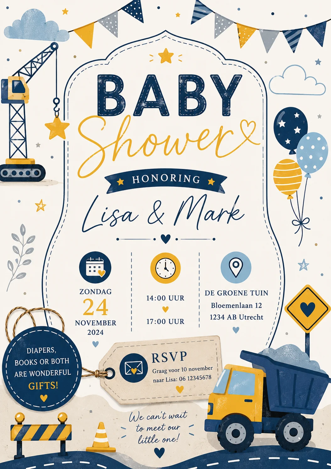 Bouwplaats babyshower