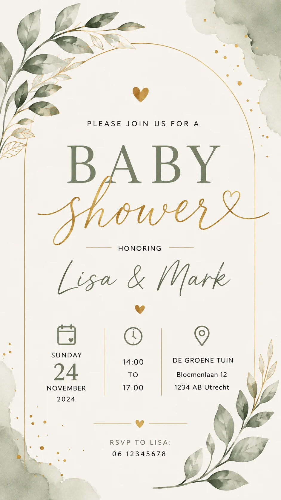 Elegant botanisch babyshower