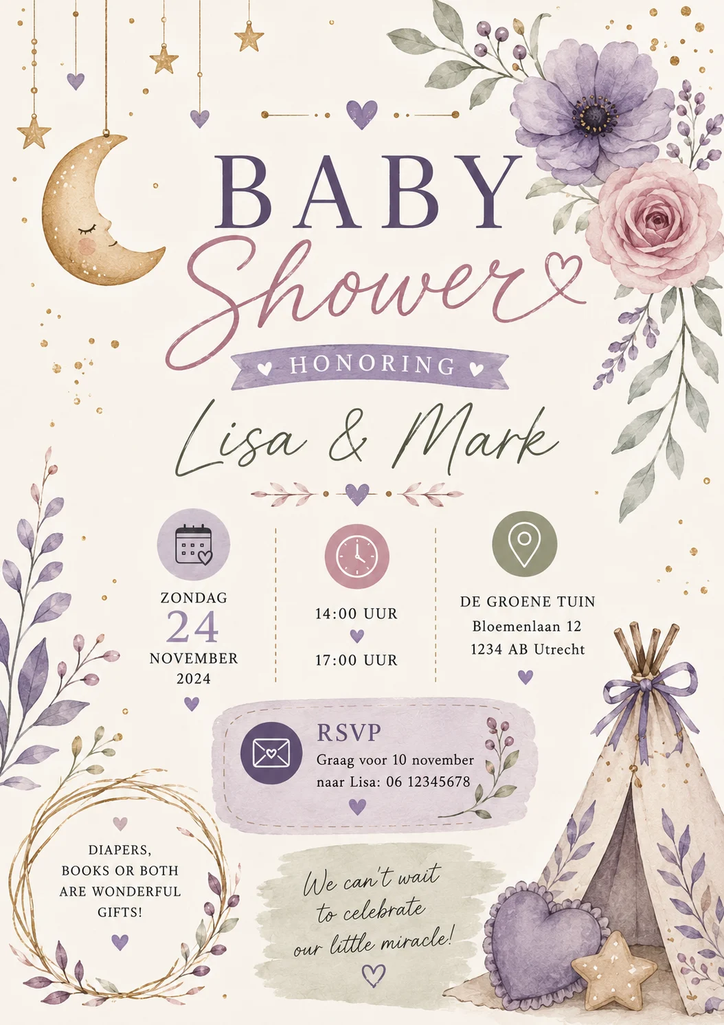 Lavendel maan babyshower