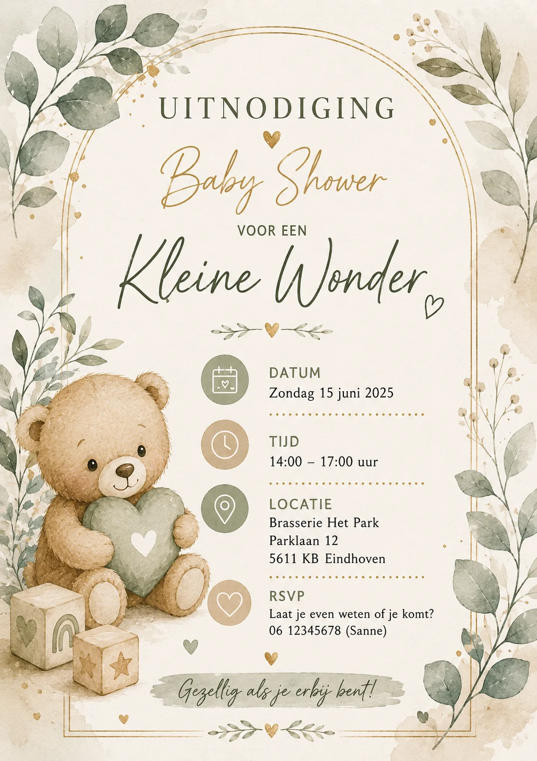 Teddy botanische babyshower