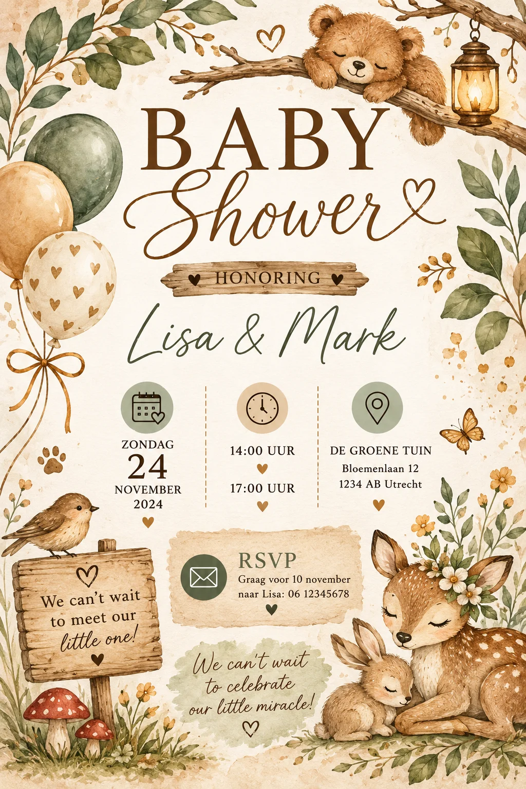 Bosdieren babyshower