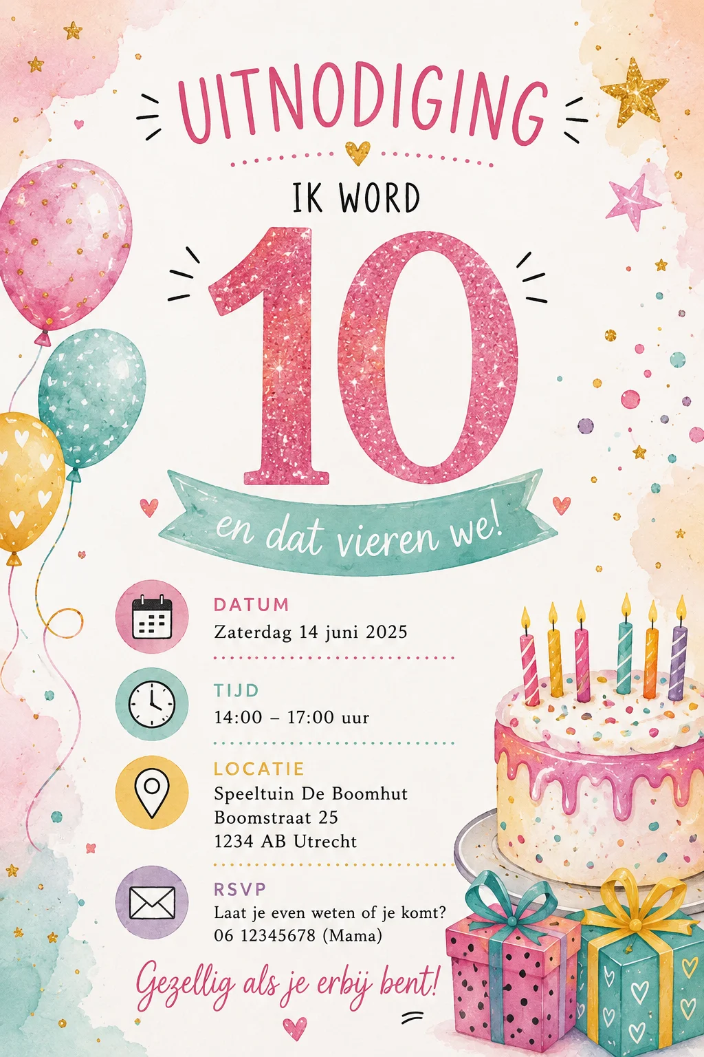 Pasteltaart 10 jaar
