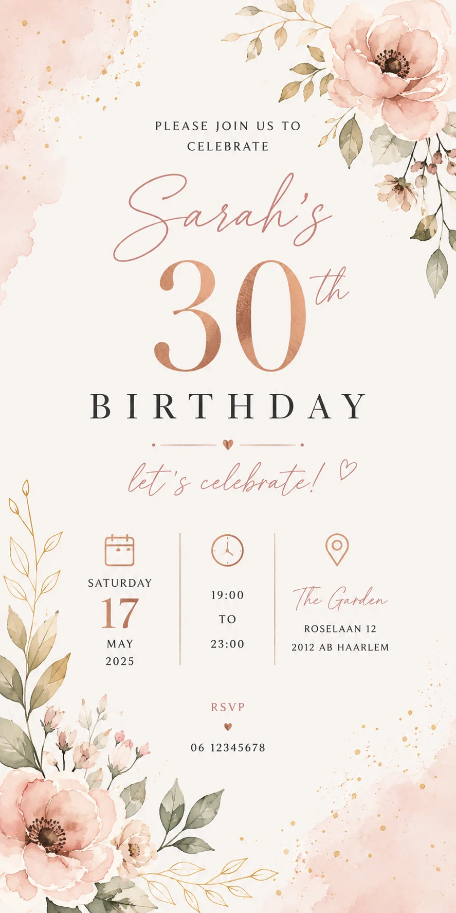 Blush bloemen 30 jaar
